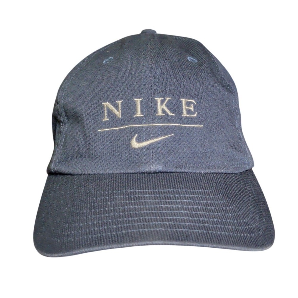 Vintage Nike Spellout Hat Denim Blue Red Tag Athleisure Athletic Streetwear